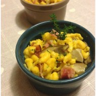 Spatzle di zucca con porcini e speck